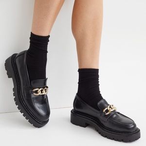 Black chunky loafers